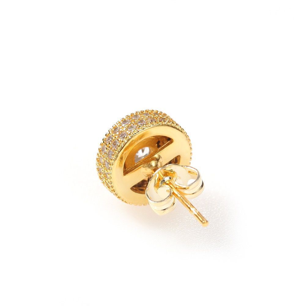 Hip Hop HIPHOP Full Diamond Zircon Earrings S Pure Silver Internet Celebrity Clips Niche High-End Men's Ear Jewelry_voghion.com